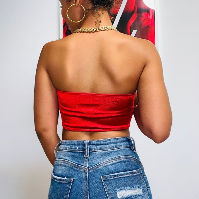 CROP TOP BUSTIER - ROUGE