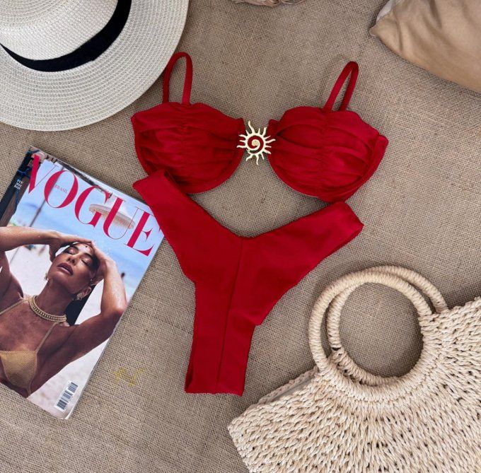 MAILLOT DE BAIN 2 PIECES / ROUGE 
