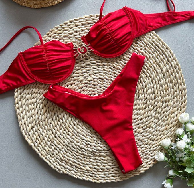 MAILLOT DE BAIN 2 PIECES / ROUGE 