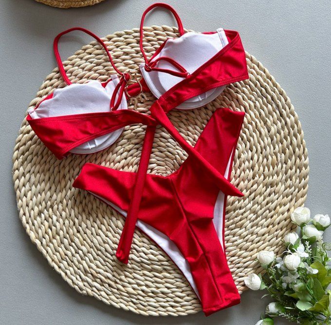 MAILLOT DE BAIN 2 PIECES / ROUGE 